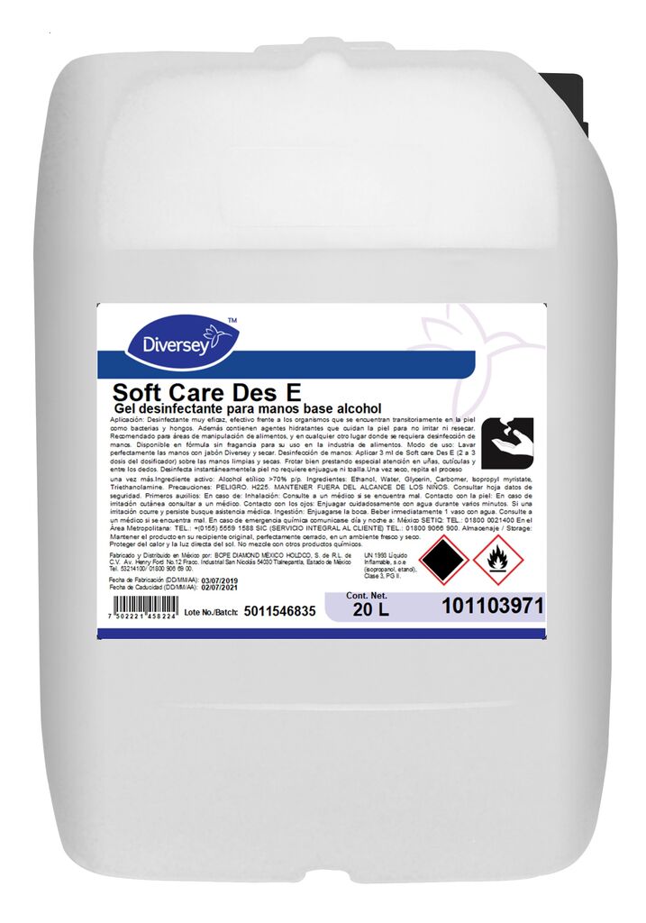 SOFT CARE DES E 20L - Gel antibacterial para manos